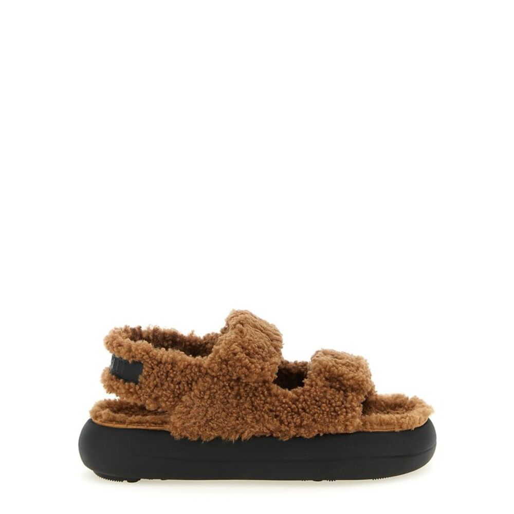 Moon Boot Brown Lambskin Flat Women's Sandals